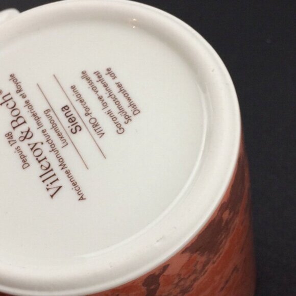 2 Vintage Siena Villeroy Boch Porcelain Tea Coffee Mugs Cups Salmon Orange - Picture 9 of 15